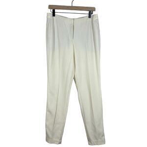 AKRIS Cream Tapered Leg Trouser Pant Neutral Woven Wool Blend Lined Size 8